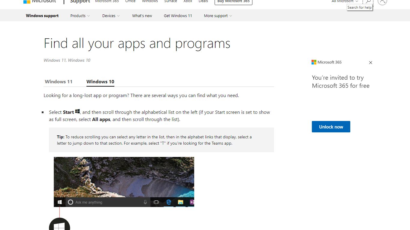 Find all your apps and programs - support.microsoft.com